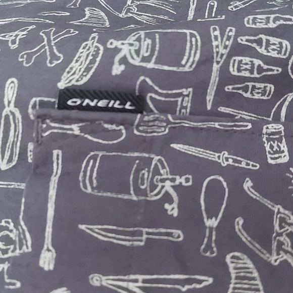 O'Neill Novelty Print Short Sleeve Button Down Shirt BBQ Print Size Large - Picture 4 of 6